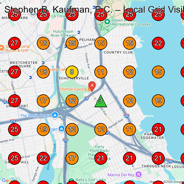 Stephen B. Kaufman, P.C. GeoGrid visibility map for Personal Injury Attorney in Bronx